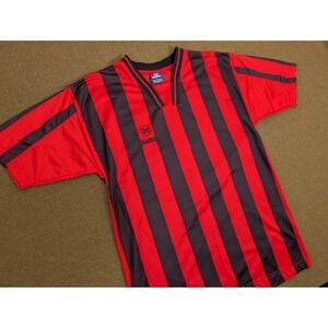 Xara Red & Black Soccer Jersey Striped Men's Large 1995-1996 AC Milan Inspired